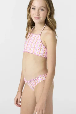 Sale^O'Neill Girl's Balearic Waves Ruffle Edge High Neck Top Set - | multi clr