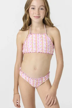 Swimwear^O'Neill Girl's Balearic Waves Ruffle Edge High Neck Top Set multi clr