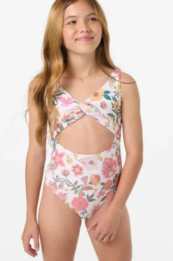 Swimwear^O'Neill Girl's Camellia Floral Twisted One-Piece - | vanilla