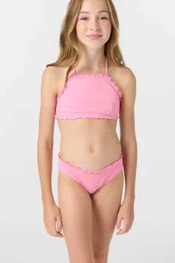 Sale^O'Neill Girl's Dawnbreak Rib Hi-Neck Ruffle Edge Set High Neck Top Set - | sachet pink