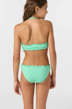 Sale^O'Neill Girl's Dawnbreak Rib Hi-Neck Ruffle Edge Set High Neck Top Set jade cream