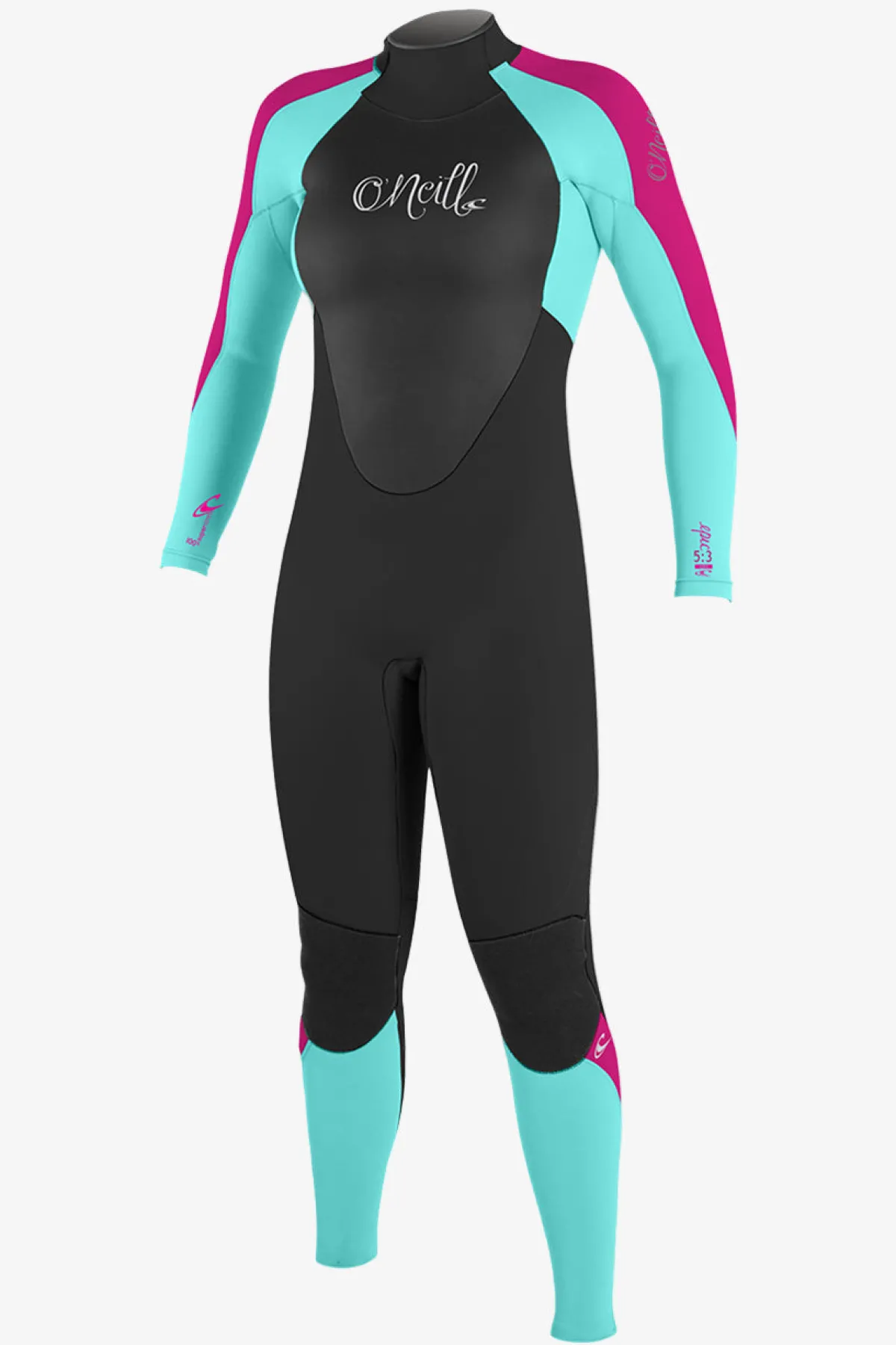 Full Suits|Full Suits^O'Neill Girl's Epic 4/3MM Back Zip Full - | blk/seaglass/berry
