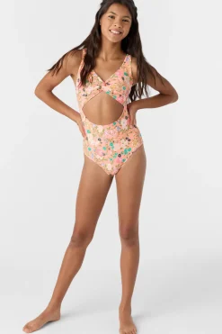 Sale^O'Neill Girl's Kelly Floral Twisted One-Piece - | desert flower