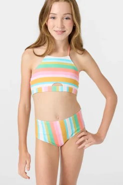 Swimwear^O'Neill Girl's Low Tide Peekaboo High Neck Top Set multi clr