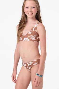 Swimwear^O'Neill Girl's Nomad Floral Fixed Bralette Top Set - | carob brown