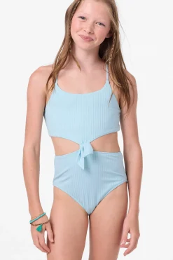 Swimwear^O'Neill Girl's Shorebreak Rib Knot Front One-Piece - | stratosphere