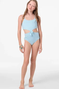 Swimwear^O'Neill Girl's Shorebreak Rib Knot Front One-Piece - | stratosphere