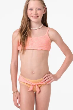 Swimwear^O'Neill Girl's Sunshine Revo Tie Back Bralette Set fusion coral