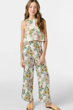 Bottoms^O'Neill Girl's Torrie Pant Cara Floral - | winter white