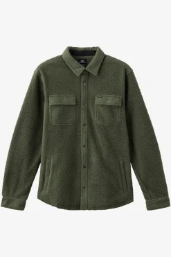 Shirts & Flannels^O'Neill Glacier High Pile Superfleece Standard Fit Overshirt dark olive