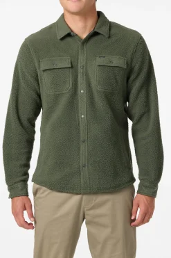 Shirts & Flannels^O'Neill Glacier High Pile Superfleece Standard Fit Overshirt dark olive