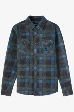 Hoodies & Fleece^O'Neill Glacier Plaid High Pile Superfleece Standard Fit Long Sleeve Shirt - | dark slate