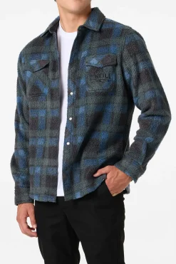 Hoodies & Fleece^O'Neill Glacier Plaid High Pile Superfleece Standard Fit Long Sleeve Shirt - | dark slate