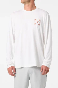 Tees & Tanks^O'Neill Hawaii Layout Upf Ls Shirt Standard Fit Long Sleeve Tee - | white