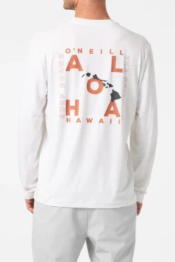 Tees & Tanks^O'Neill Hawaii Layout Upf Ls Shirt Standard Fit Long Sleeve Tee - | white