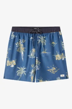 Short Length^O'Neill Hermosa Light Lined Elastic Waist 17" Swim Trunks Trunks - | indigo