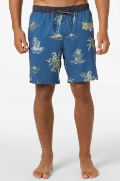 Short Length^O'Neill Hermosa Light Lined Elastic Waist 17" Swim Trunks Trunks - | indigo