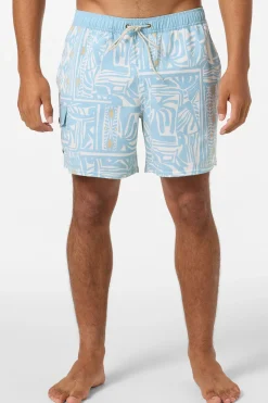 New Arrivals^O'Neill Hermosa Retro 17" Elastic Waist Swim Trunks cream