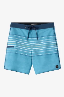 Performance|Mid Length^O'Neill Hyperfreak Heat Stripe Scallop 18" Boardshorts - | stormy