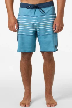 Performance|Mid Length^O'Neill Hyperfreak Heat Stripe Scallop 18" Boardshorts - | stormy