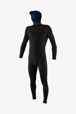 Full Suits^O'Neill Hyperfreak 5/4+MM Chest Zip Full W/hood - Blk/arbica |