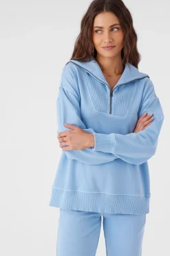 Sweaters, Hoodies & Fleece^O'Neill Karma Mock Zip Crew Neck Fleece - | chambray
