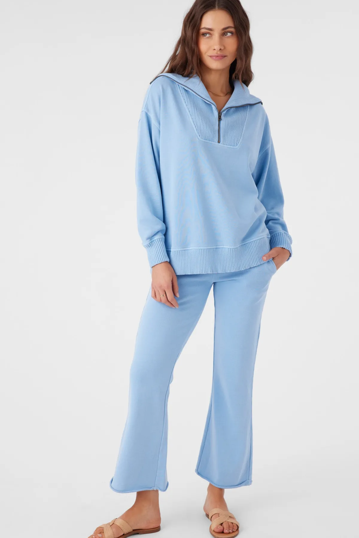 Sweaters, Hoodies & Fleece^O'Neill Karma Mock Zip Crew Neck Fleece - | chambray