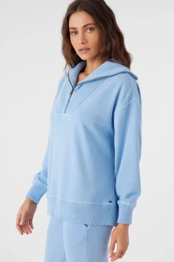 Sweaters, Hoodies & Fleece^O'Neill Karma Mock Zip Crew Neck Fleece - | chambray