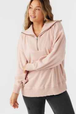 Sweaters, Hoodies & Fleece^O'Neill Karma Mock Zip Crew Neck Fleece - | rose dust