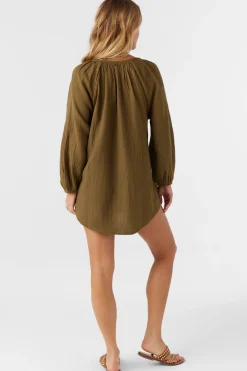 Swim Cover-Ups^O'Neill Krysten Crinkle Double Gauze Tunic Swim Cover-Up - | military olive