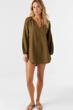 Swim Cover-Ups^O'Neill Krysten Crinkle Double Gauze Tunic Swim Cover-Up - | military olive
