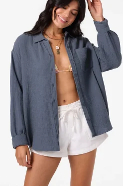 Tops^O'Neill Leni Relaxed Long Sleeve Top - | slate