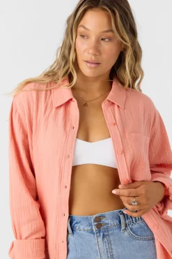 Tops^O'Neill Leni Relaxed Long Sleeve Top - | canyon clay
