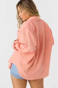 Tops^O'Neill Leni Relaxed Long Sleeve Top - | canyon clay