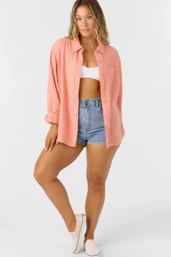 Tops^O'Neill Leni Relaxed Long Sleeve Top - | canyon clay