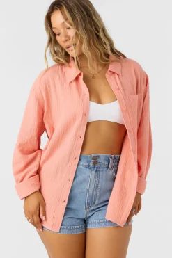 Tops^O'Neill Leni Relaxed Long Sleeve Top - | canyon clay