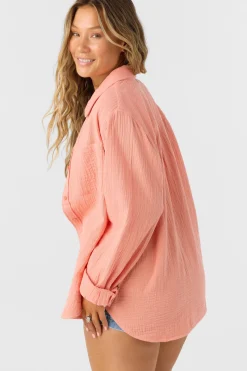 Tops^O'Neill Leni Relaxed Long Sleeve Top - | canyon clay
