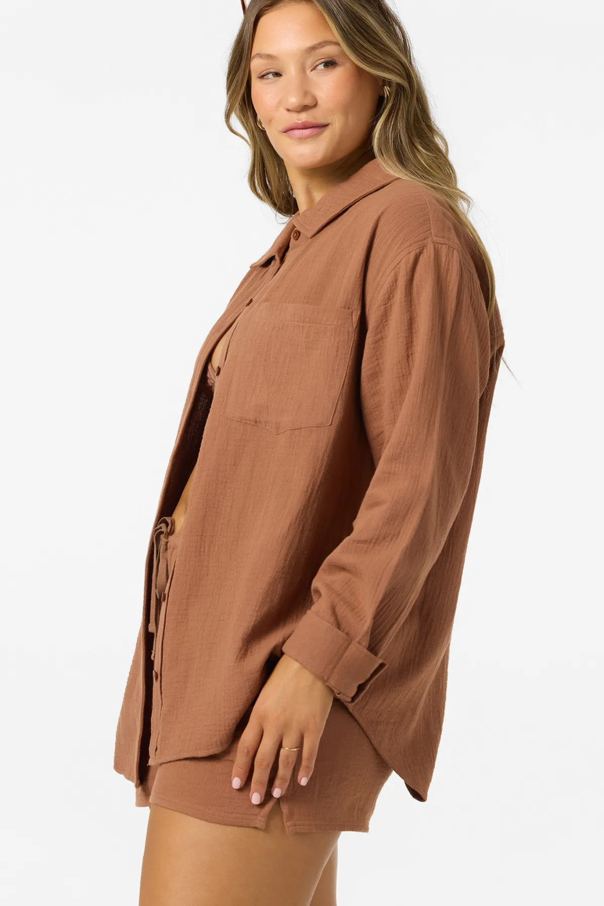 Tops^O'Neill Leni Relaxed Ls Top Shirt Long Sleeve Top - | carob brown