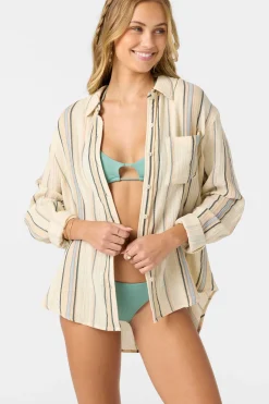 Tops^O'Neill Leni Stripe Relaxed Long Sleeve Top - | tapioca