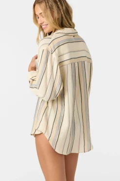 Tops^O'Neill Leni Stripe Relaxed Long Sleeve Top - | tapioca