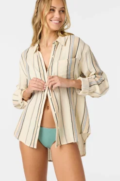 Tops^O'Neill Leni Stripe Relaxed Long Sleeve Top - | tapioca
