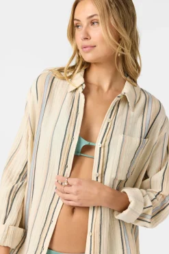 Tops^O'Neill Leni Stripe Relaxed Long Sleeve Top - | tapioca