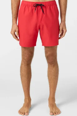 Short Length^O'Neill Lennox Hermosa Solid Elastic Waist 17" Swim Trunks Trunks - | chili pepper