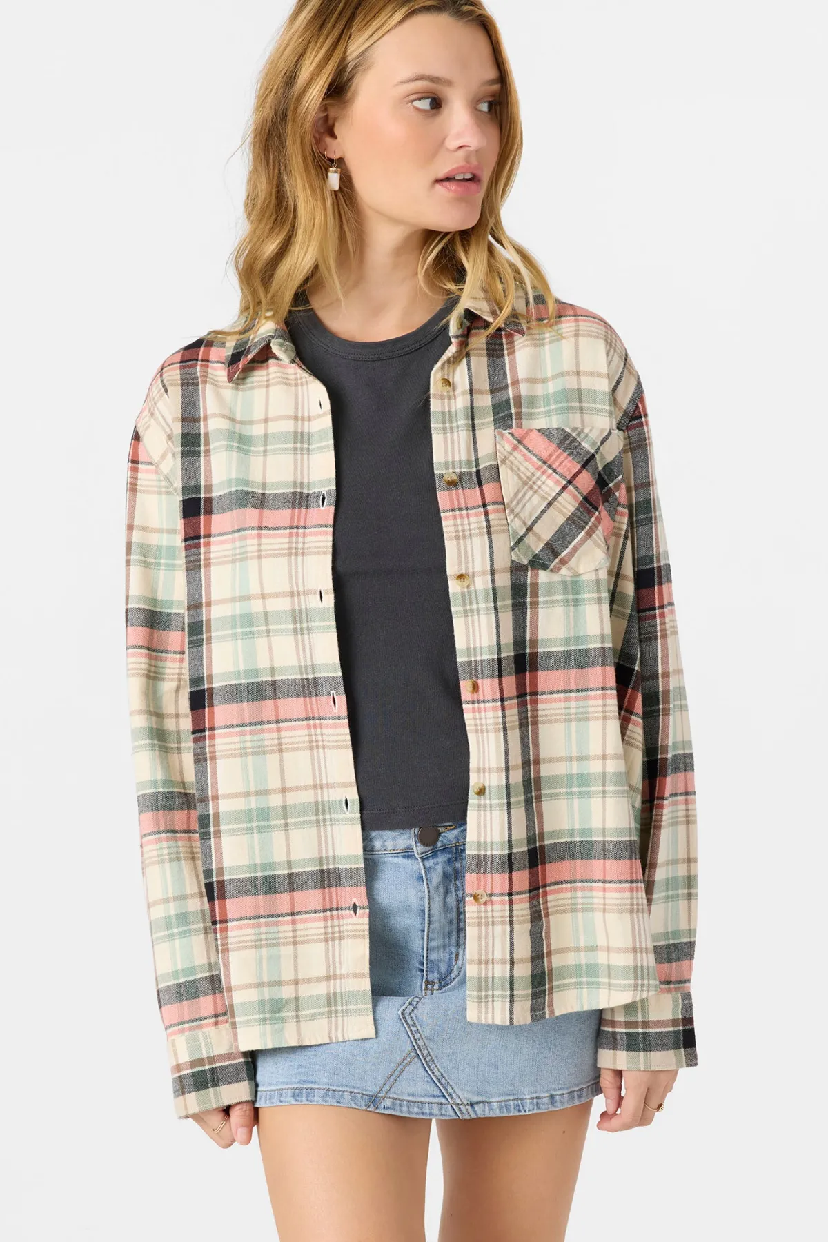 Tops^O'Neill Logan Flannel Long Sleeve Top - | tapioca