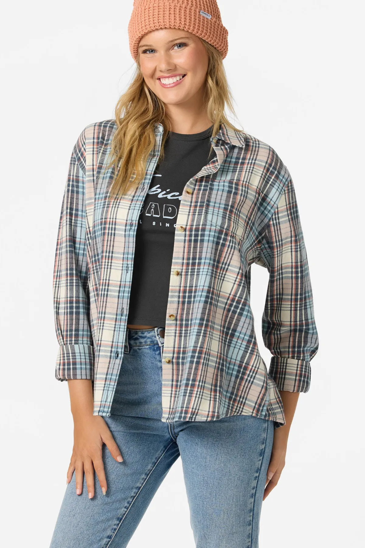 Tops^O'Neill Logan Flannel Long Sleeve Top - | tourmaline
