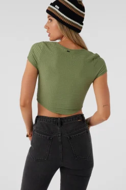 Tops^O'Neill Marlena Textured Top Crop Top - | oil green
