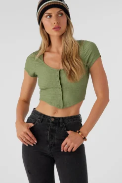 Tops^O'Neill Marlena Textured Top Crop Top - | oil green