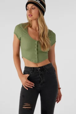 Tops^O'Neill Marlena Textured Top Crop Top - | oil green