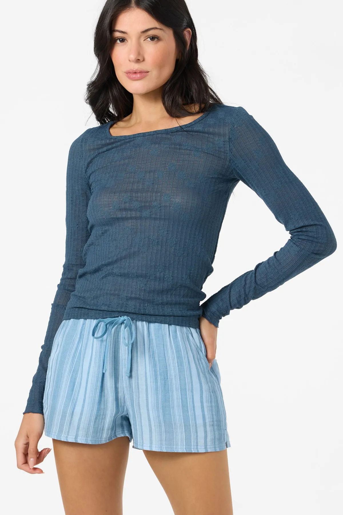 New Arrivals|Tops^O'Neill Marliz Lace Top Long Sleeve Top - | slate