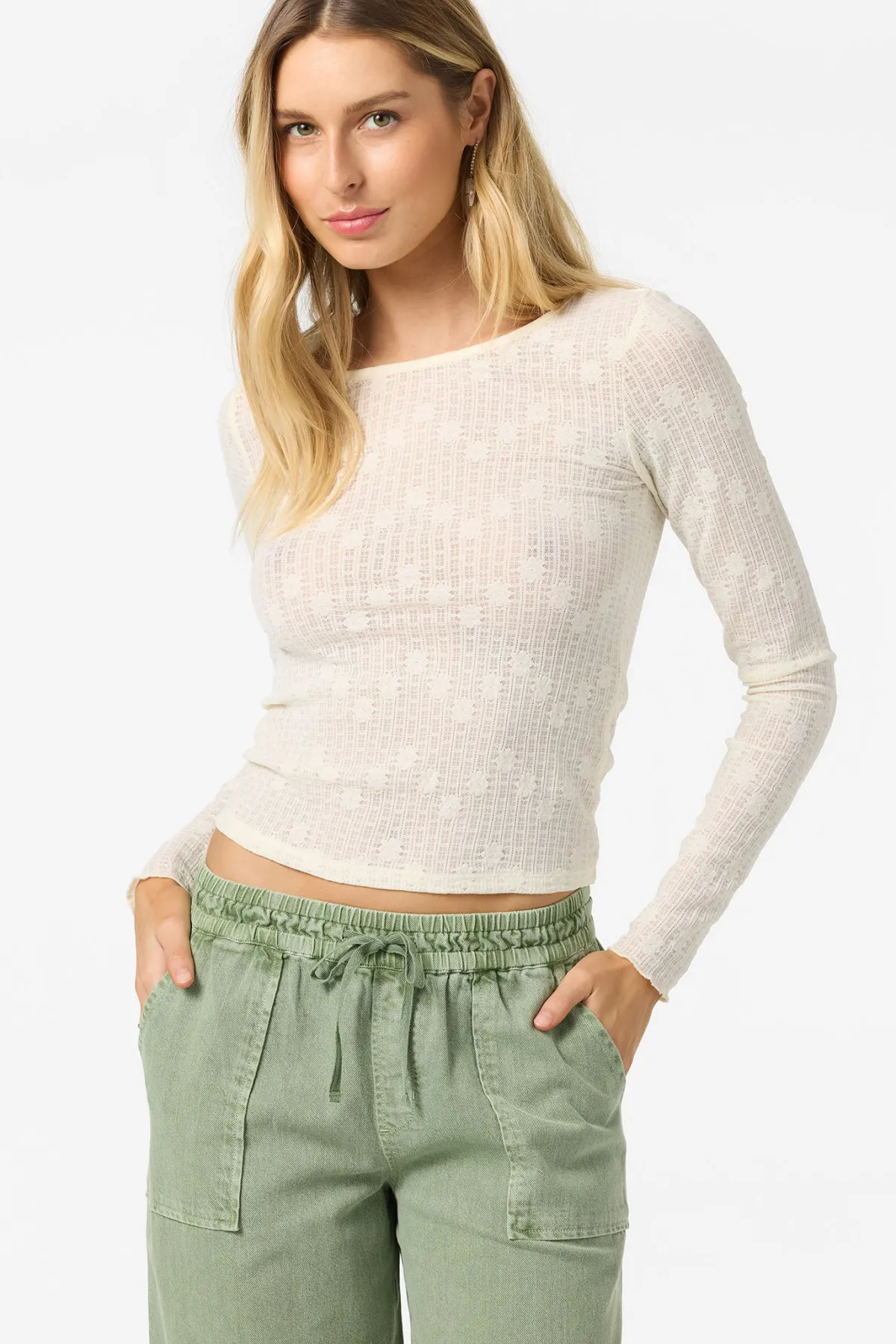New Arrivals|Tops^O'Neill Marliz Lace Top Long Sleeve Top - | winter white